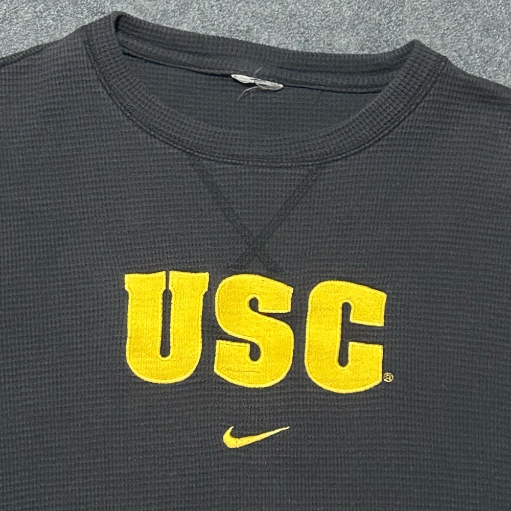 Vintage Nike USC Trojans Black Thermal Long Sleeve Athletic Shirt - S